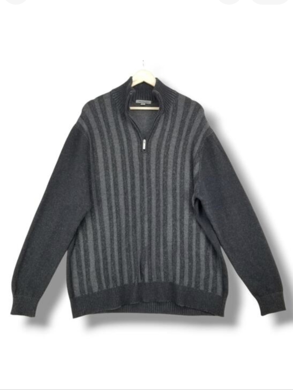 Johnston & Murphy Wool Blend 1/4 Zip Pullover Sweater Mens XL Charcoal Gray
